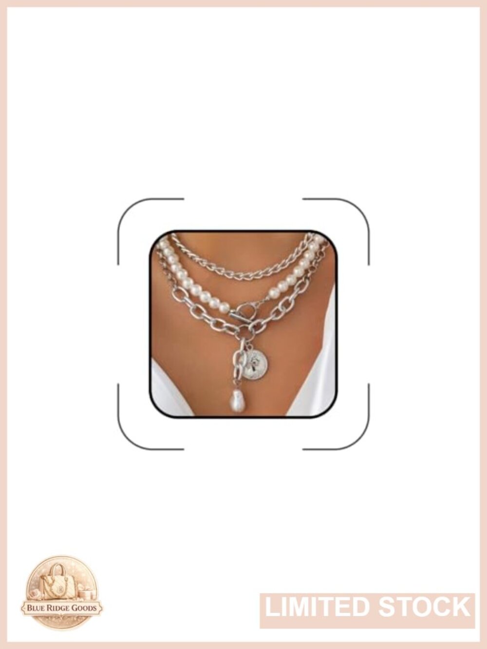 Chunky Layered Gold Plated Pearl Necklace OT Toggle Choker Set